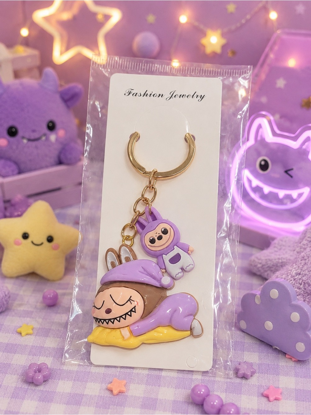 Purple and Yellow Monsters Keychain